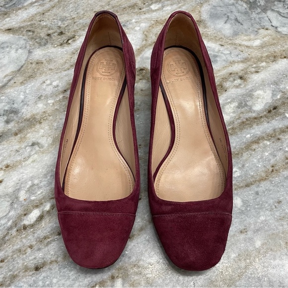 Tory Burch Evelyn 45mm Block Heel Pump Port Suede Leather Women’s 6.5 - Picture 2 of 15